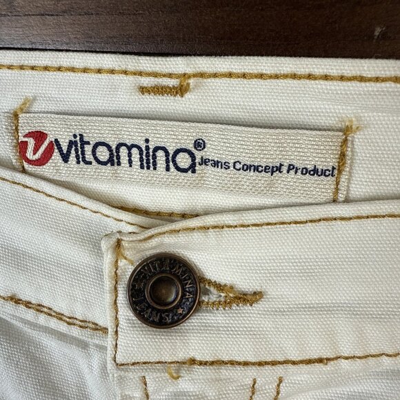 Vitamina Jeans Womens Size EU 44 White US 30 x 31 Straight Leg Denim Pants Italy - Picture 2 of 11